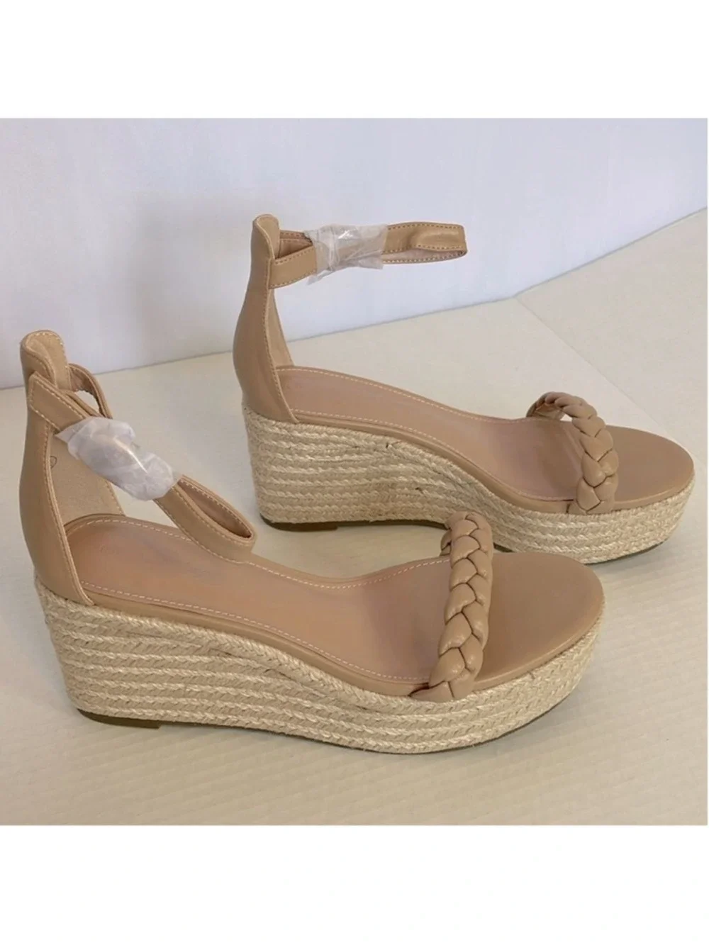 NEW Piepiebuy Wedge Platform Espadrille Sandals Women's Size 9.5 Tan Coastal